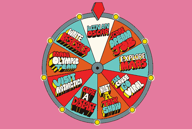 An illustrated prize wheel.